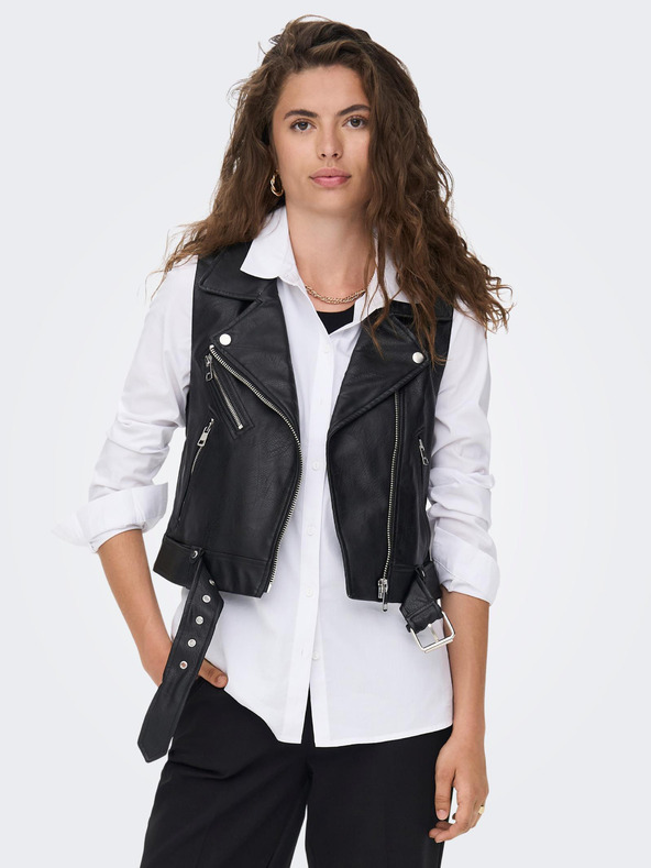 ONLY Črna ženska usnjena jopica ONLY Vera