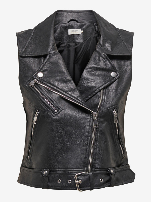 ONLY Črna ženska usnjena jopica ONLY Vera