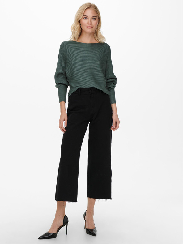 ONLY Temno zelena ženska rebrasta jopa ONLY Adaline