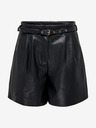 ONLY Črne ženske usnjene kratke hlače ONLY Heidi