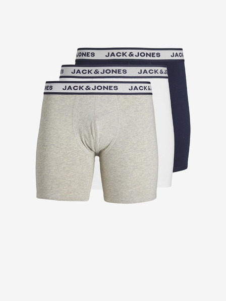 Jack & Jones Komplet treh moških boksaric v svetlo sivi, beli in temno modri barvi Jack & Jones Solid