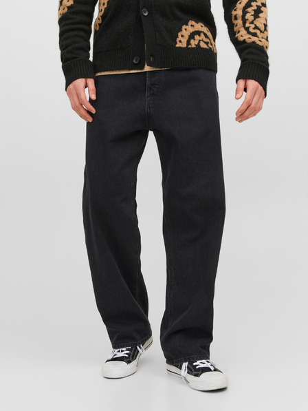 Jack & Jones Črne moške kavbojke s širokimi nogami Jack & Jones Alex