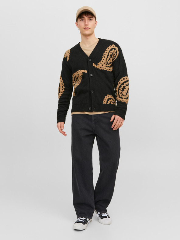 Jack & Jones Črne moške kavbojke s širokimi nogami Jack & Jones Alex