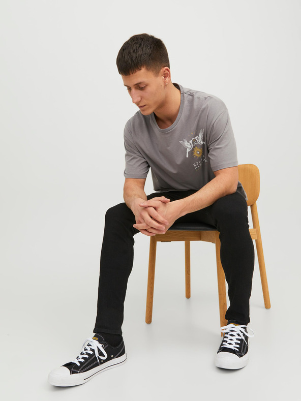 Jack & Jones Črne moške kavbojke tankega kroja Jack & Jones Liam