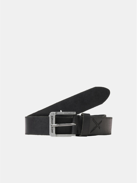 Jack & Jones Črn moški usnjen pas Jack & Jones Rock