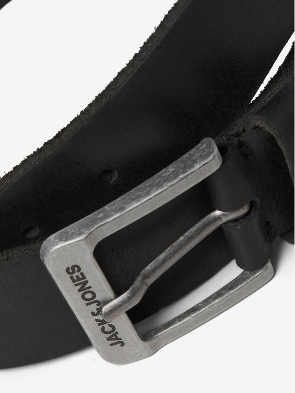 Jack & Jones Črn moški usnjen pas Jack & Jones Rock
