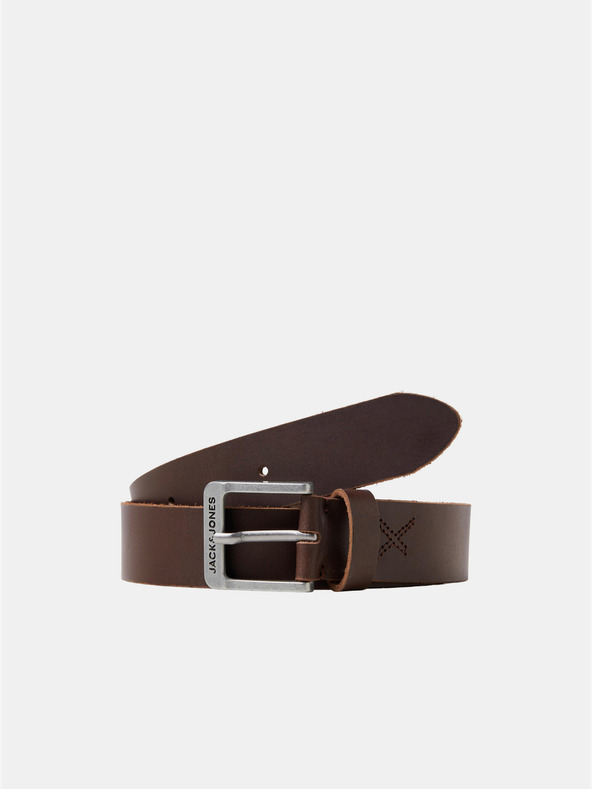 Jack & Jones Temno rjav moški usnjen pas Jack & Jones Rock