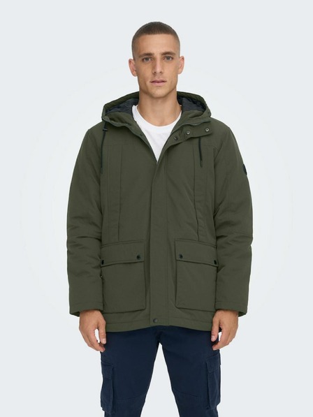 ONLY & SONS Temno zelena moška zimska jakna ONLY & SONS Jayden