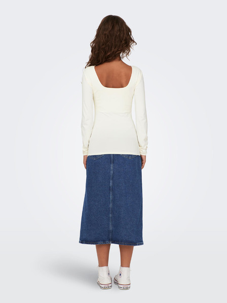 ONLY Kremasta ženska majica z dolgimi rokavi ONLY Lea