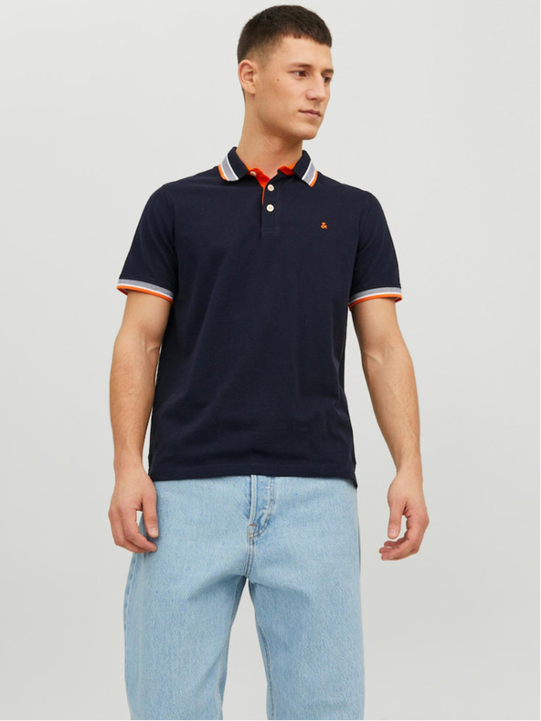 Jack & Jones Temno modra moška polo majica Jack & Jones Paulos