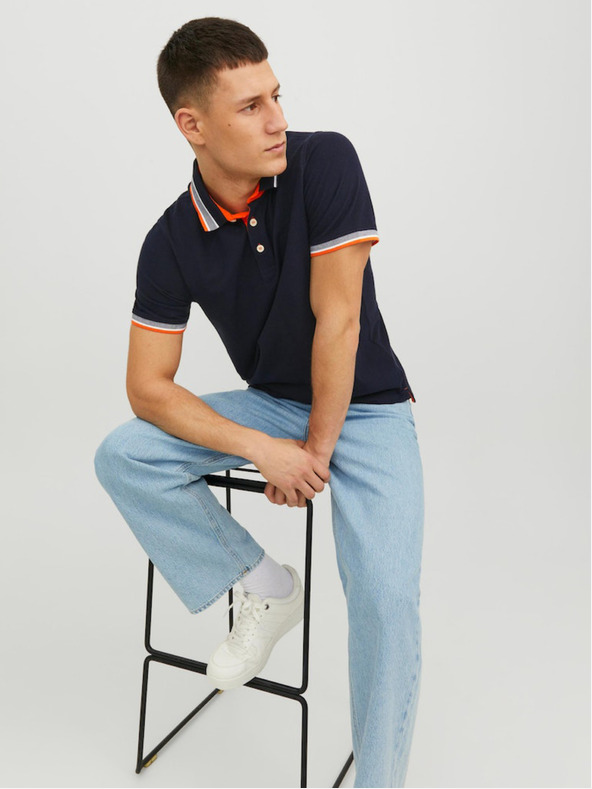 Jack & Jones Temno modra moška polo majica Jack & Jones Paulos