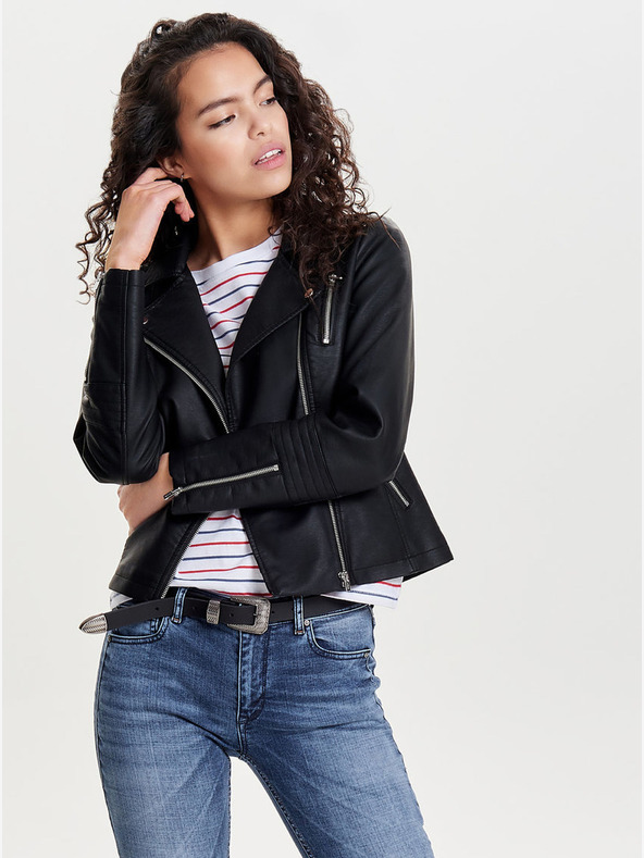 ONLY Črne ženske usnjene krivulje ONLY Gemma