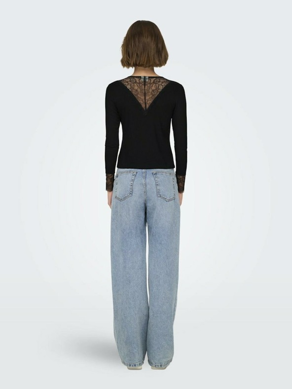 Jacqueline de Yong Črna ženska čipkasta majica JDY Roxy