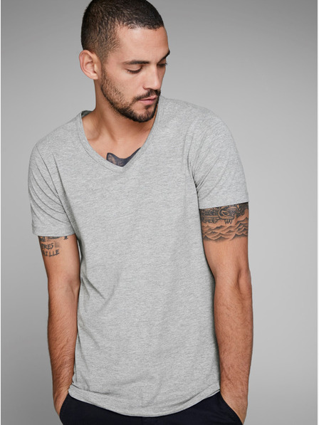 Jack & Jones Svetlo siva črtasta majica Jack & Jones Basic