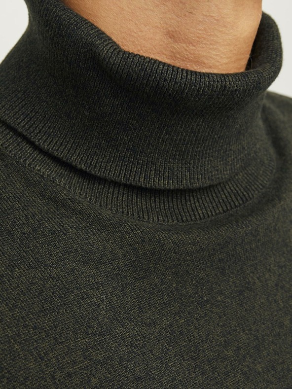 Jack & Jones Temno zelena moška jopa Jack & Jones Basic Turtleneck