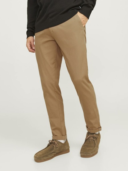 Jack & Jones Svetlo rjave moške hlače chino Jack & Jones Marco