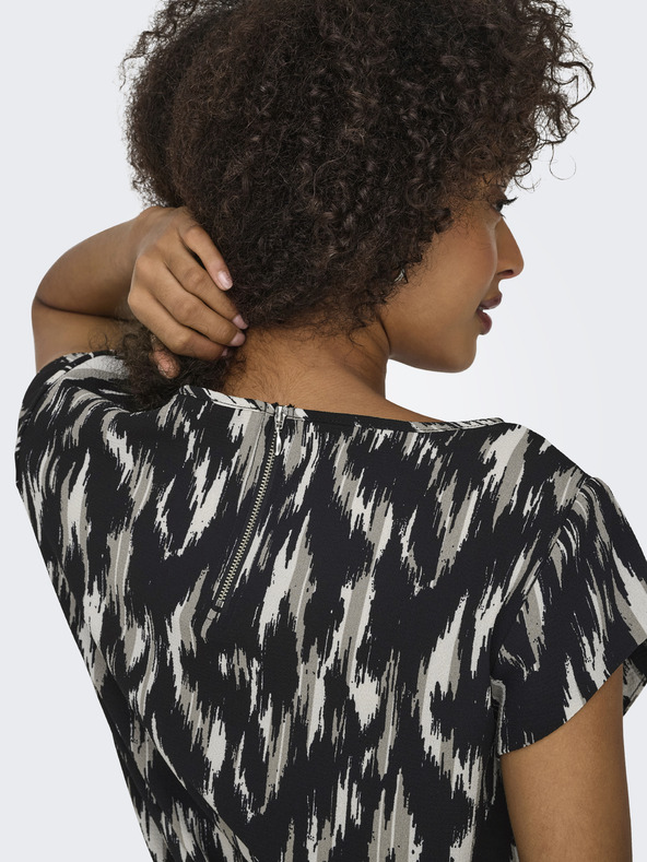 ONLY Bež in črna ženska vzorčasta bluza ONLY Vic