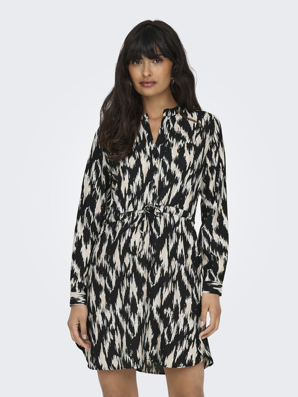 ONLY Bež in črna ženska vzorčasta obleka ONLY Cory