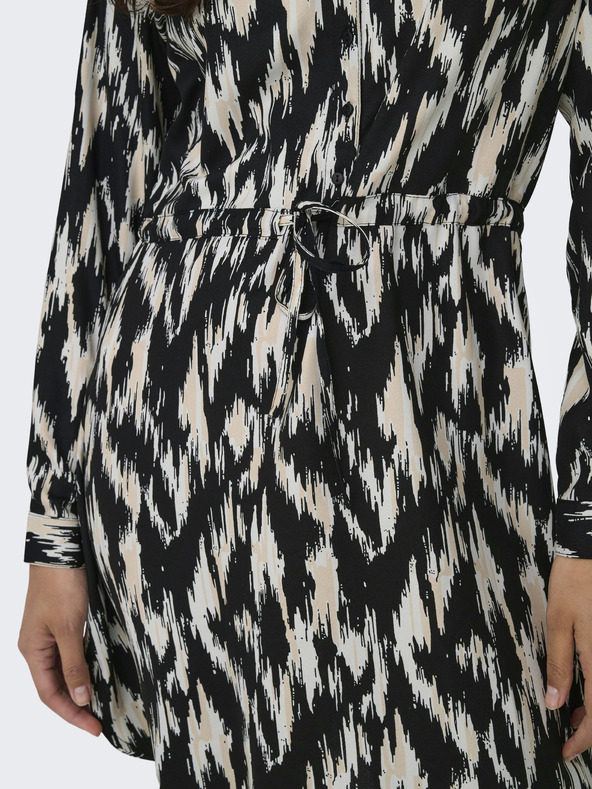 ONLY Bež in črna ženska vzorčasta obleka ONLY Cory