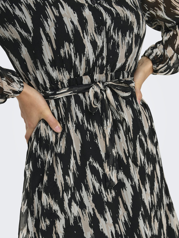 ONLY Bež in črna ženska vzorčasta obleka ONLY Cera