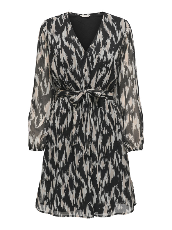 ONLY Bež in črna ženska vzorčasta obleka ONLY Cera