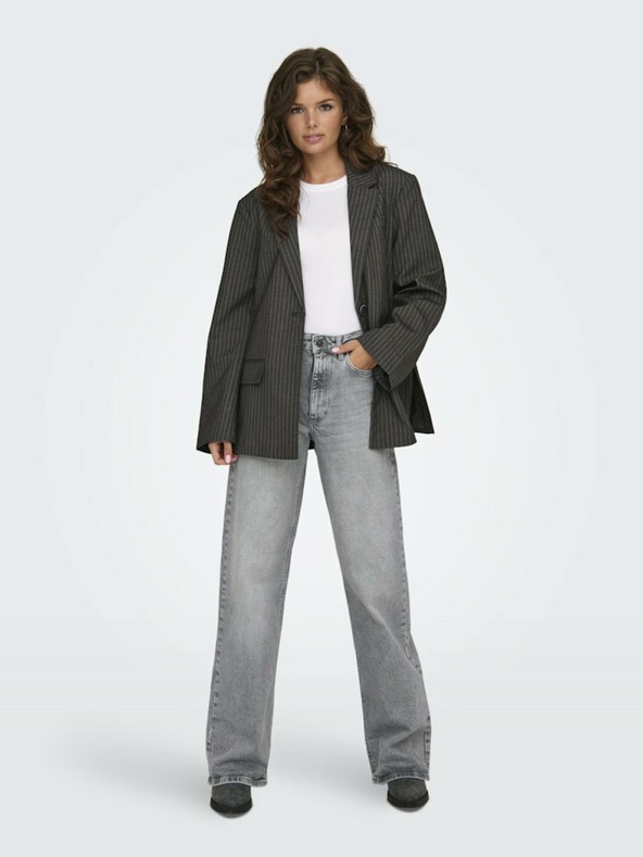 ONLY Svetlo sive ženske kavbojke širokega kroja ONLY Juicy