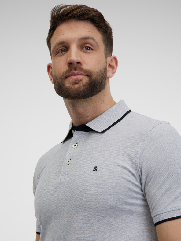 Jack & Jones Siva črtasta polo majica Jack & Jones Paulos