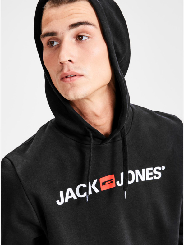 Jack & Jones Črna kapuca s potiskom Jack & Jones Corp