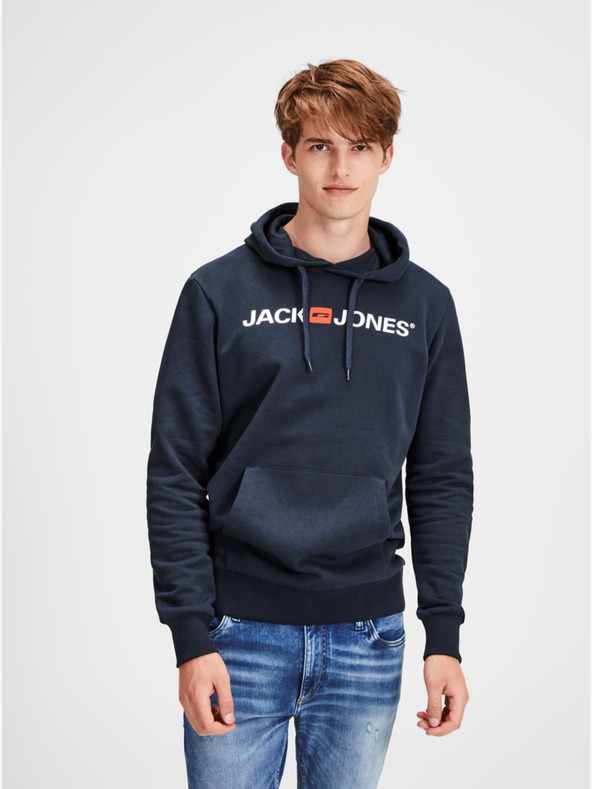 Jack & Jones Temno modra kapuca s potiskom Jack & Jones Corp