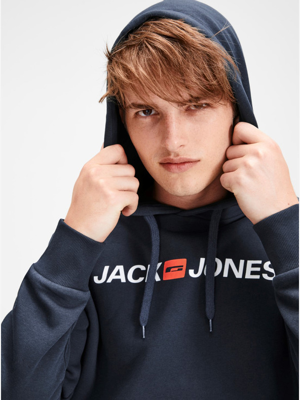 Jack & Jones Temno modra kapuca s potiskom Jack & Jones Corp
