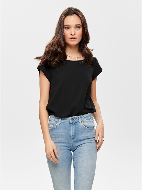 ONLY Črna bluza z zadrgo na hrbtu ONLY Vic