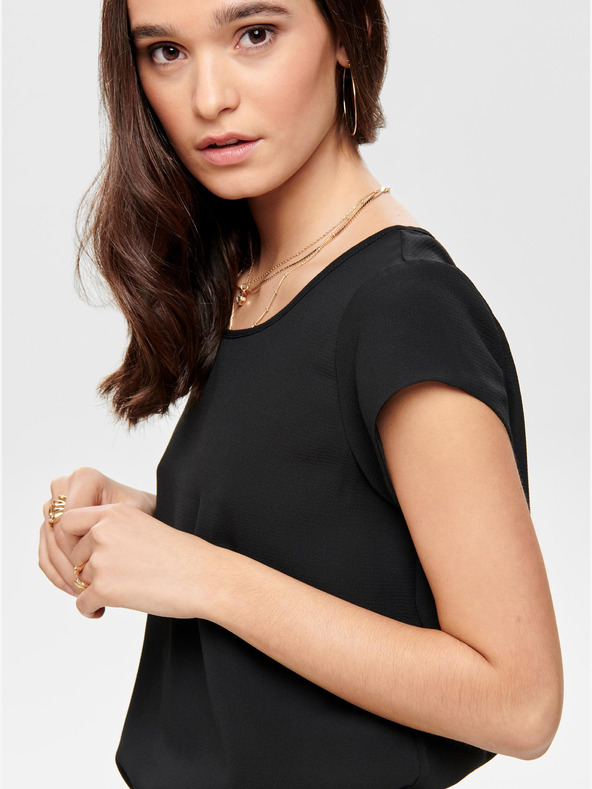 ONLY Črna bluza z zadrgo na hrbtu ONLY Vic