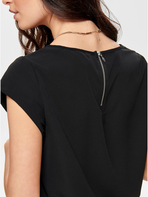 ONLY Črna bluza z zadrgo na hrbtu ONLY Vic