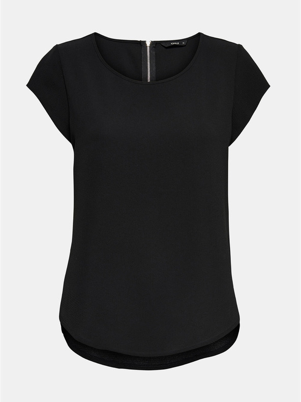 ONLY Črna bluza z zadrgo na hrbtu ONLY Vic