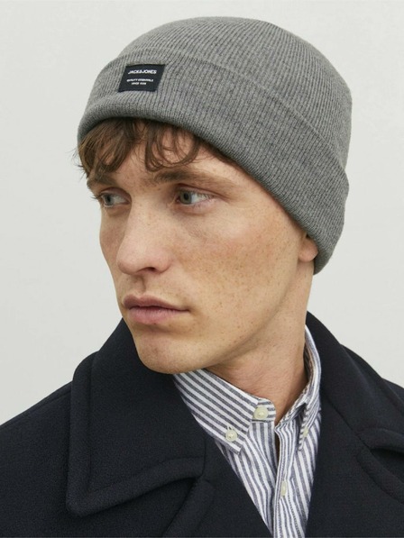 Jack & Jones Siva pletena zimska kapa Jack & Jones DNA