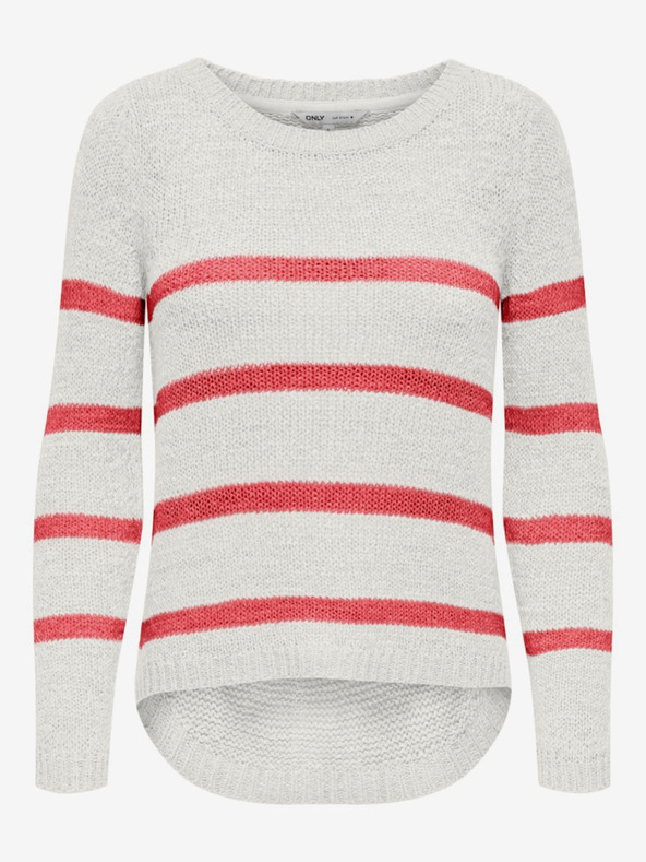 ONLY Oranžno-beli ženski črtasti pulover ONLY Geena