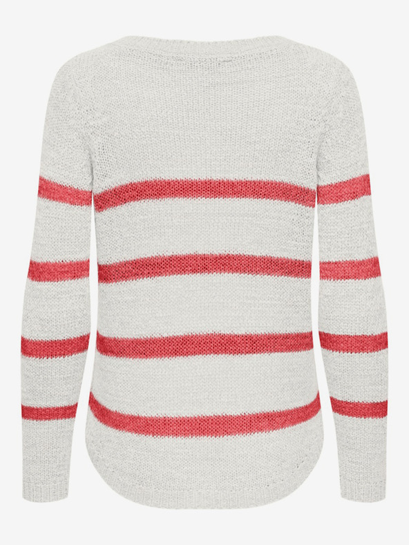 ONLY Oranžno-beli ženski črtasti pulover ONLY Geena