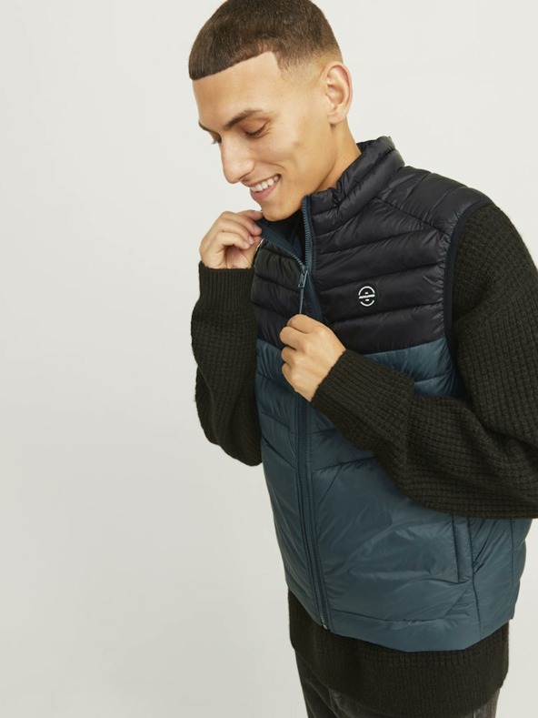 Jack & Jones Črno-modra moška prešita jopica Jack & Jones