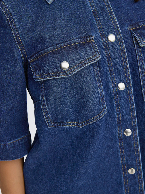 ONLY Temno modra ženska srajčna obleka iz džinsa ONLY Belle