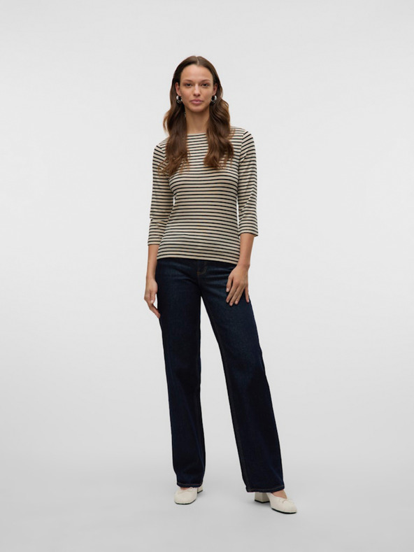 AWARE by VERO MODA Bež ženska črtasta majica AWARE by VERO MODA Fiona