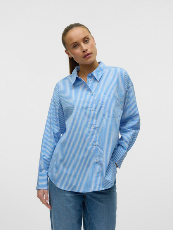 AWARE by VERO MODA Modra ženska črtasta majica AWARE by VERO MODA