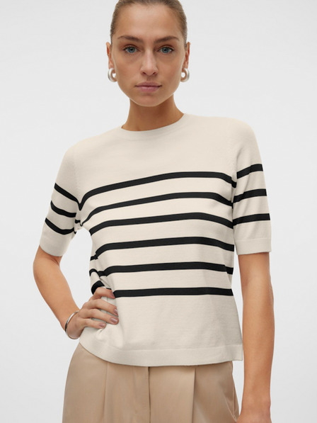 Vero Moda Črno-bež Vero Moda Saba ženski črtasti pulover