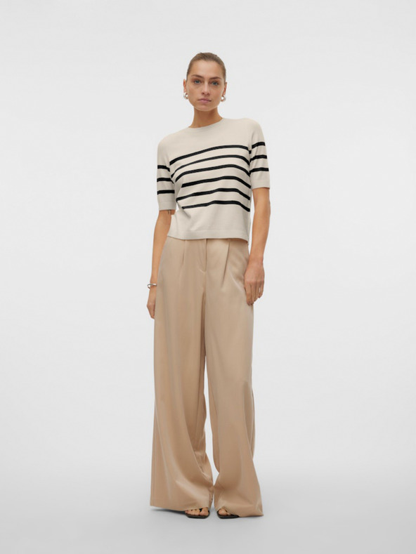 Vero Moda Črno-bež Vero Moda Saba ženski črtasti pulover