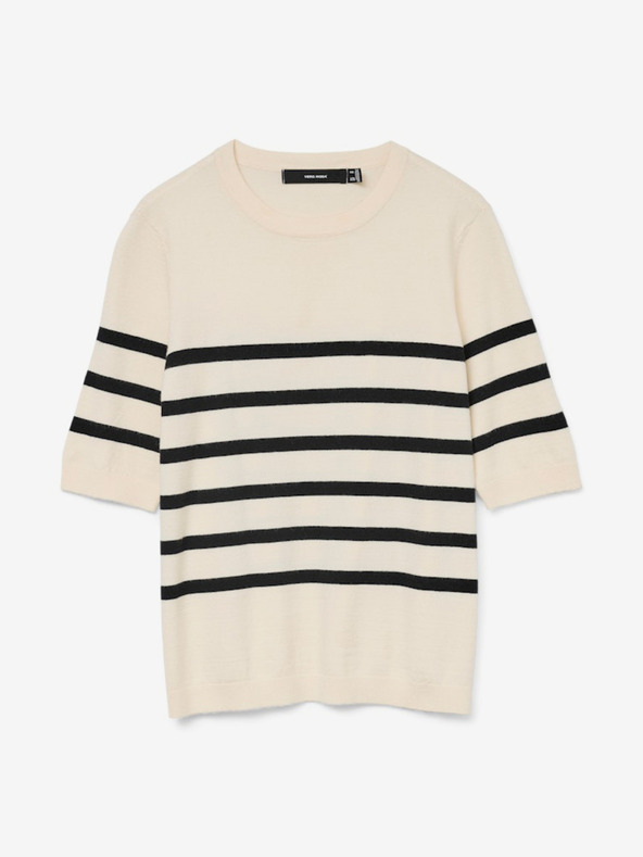 Vero Moda Črno-bež Vero Moda Saba ženski črtasti pulover