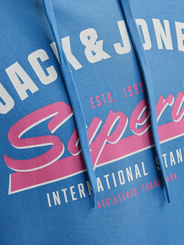 Jack & Jones Modra moška jopa s kapuco Jack & Jones z logotipom