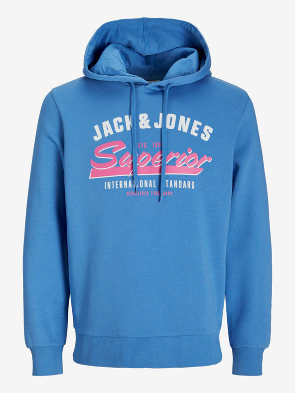 Jack & Jones Modra moška jopa s kapuco Jack & Jones z logotipom