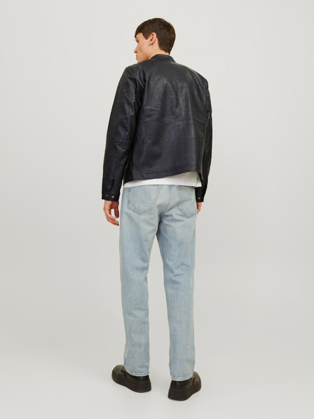 Jack & Jones Črna moška usnjena jakna Jack & Jones Dylan