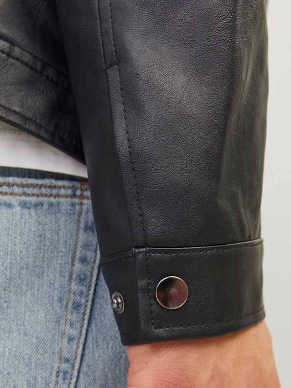 Jack & Jones Črna moška usnjena jakna Jack & Jones Dylan