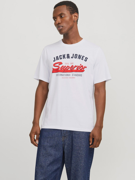 Jack & Jones Bela moška majica z logotipom Jack & Jones