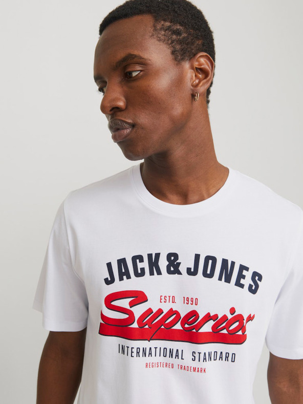 Jack & Jones Bela moška majica z logotipom Jack & Jones